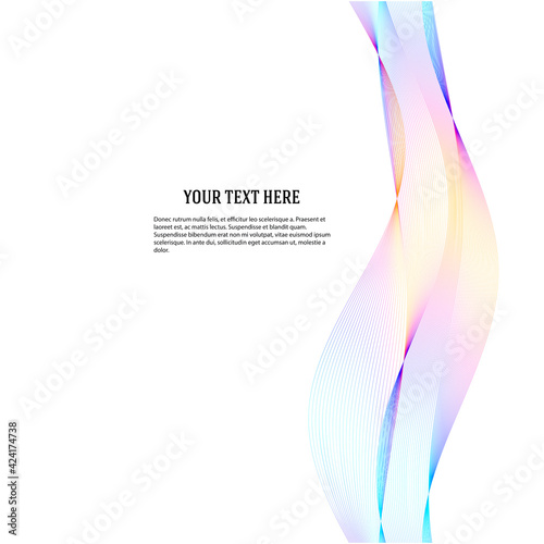 Design elements. Wave of many lines. Abstract vertical wavy stripes on white background isolated. Creative line art. Vector illustration EPS 10. Colourful waves with lines created using Blend Tool