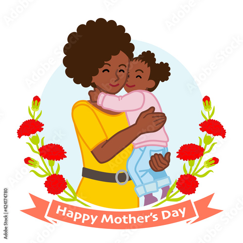 Mother hugging a daughter, African - Mother's day clip art