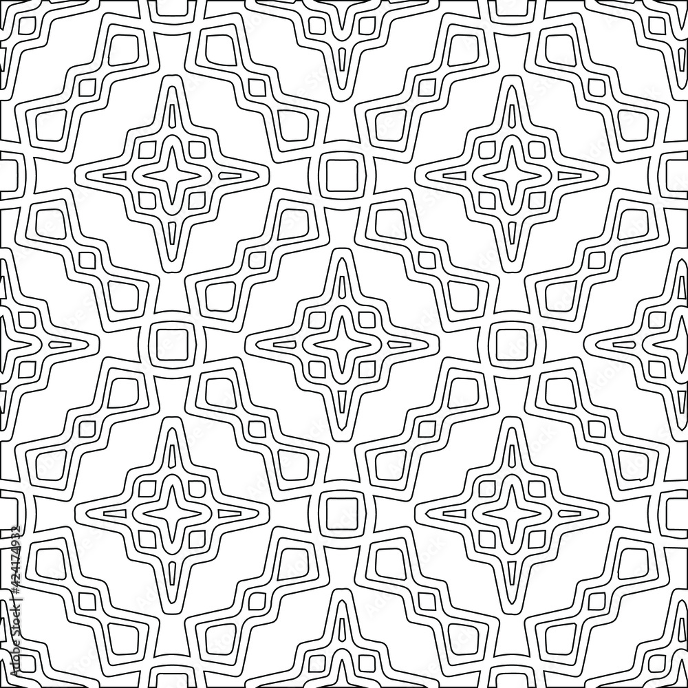 Geometric vector pattern with triangular elements. Seamless abstract ornament for wallpapers and backgrounds. Black and white colors.
