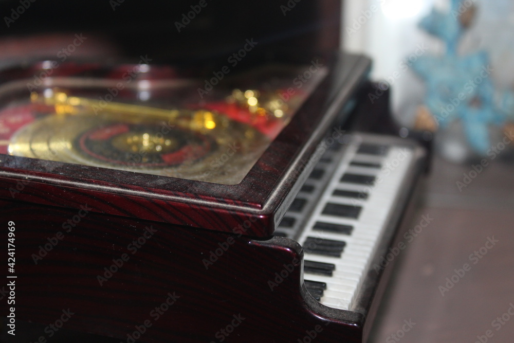 Piano musical instrument with blur background