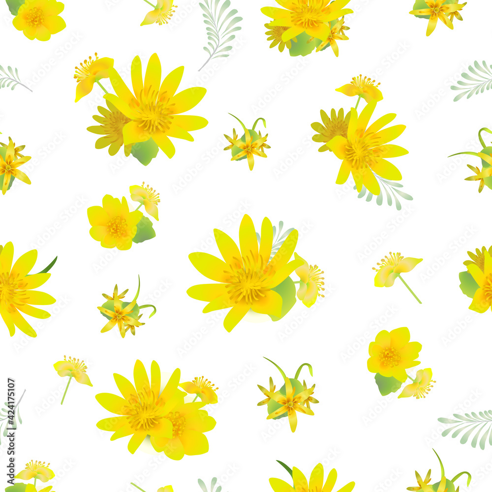Seamless Vector Pattern with Wild Yellow Flowers. Seamless Vector Pattern with Wild Yellow Flowers.