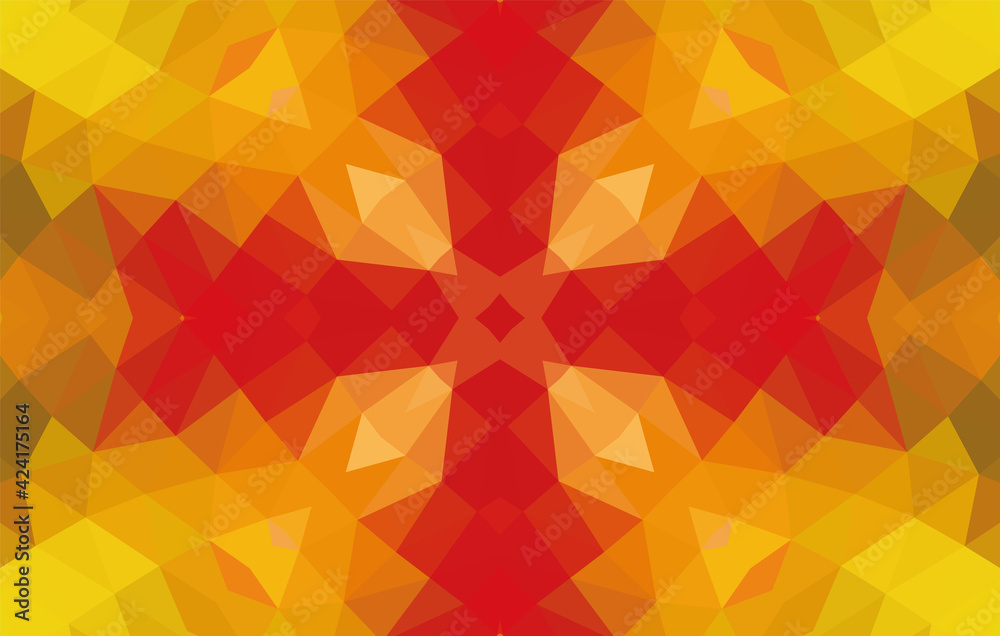 Geometric design, Mosaic of a vector kaleidoscope, abstract Mosaic Background, colorful Futuristic Background, geometric Triangular Pattern. Mosaic texture. Stained glass effect. 10 EPS Vector