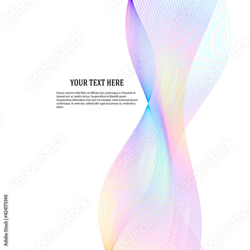 Design elements. Wave of many lines. Abstract vertical wavy stripes on white background isolated. Creative line art. Vector illustration EPS 10. Colourful waves with lines created using Blend Tool