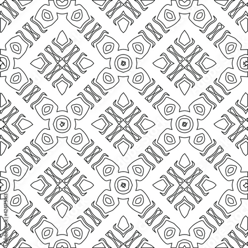 Geometric vector pattern with triangular elements. Seamless abstract ornament for wallpapers and backgrounds. Black and white colors.
