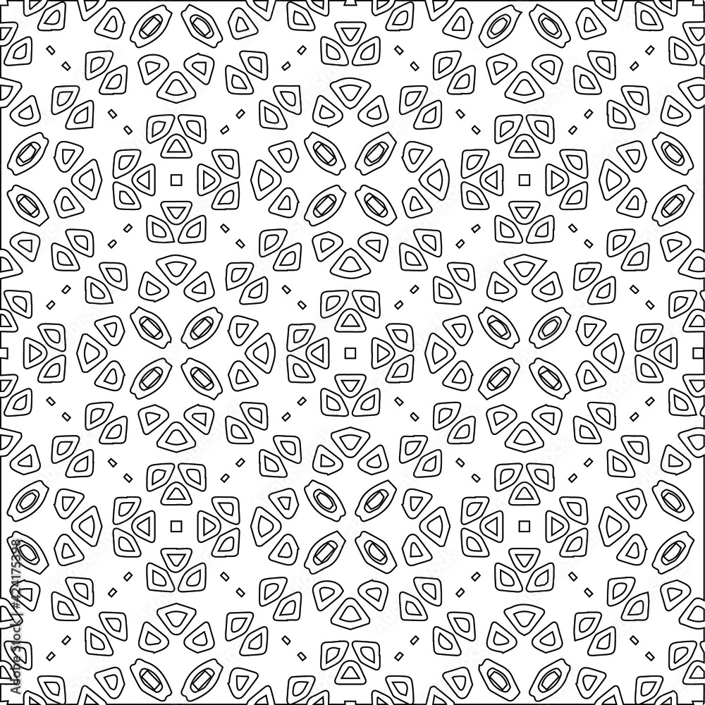 Fototapeta premium Geometric vector pattern with triangular elements. Seamless abstract ornament for wallpapers and backgrounds. Black and white colors. 