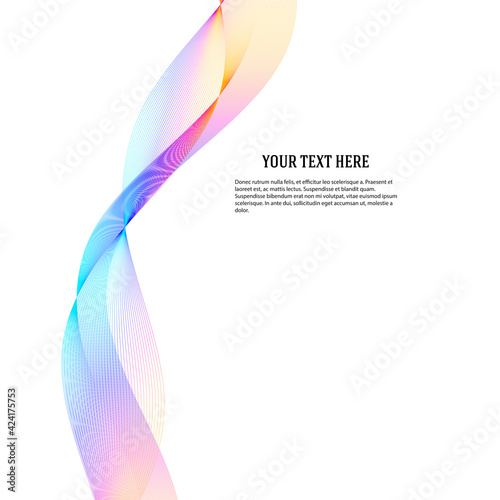 Design elements. Wave of many lines. Abstract vertical wavy stripes on white background isolated. Creative line art. Vector illustration EPS 10. Colourful waves with lines created using Blend Tool