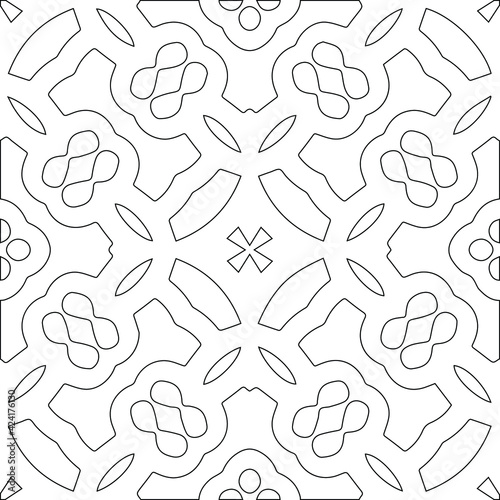 Geometric vector pattern with triangular elements. Seamless abstract ornament for wallpapers and backgrounds. Black and white colors.
