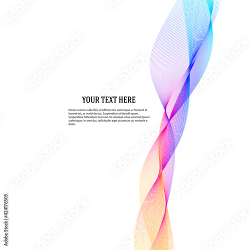 Design elements. Wave of many lines. Abstract vertical wavy stripes on white background isolated. Creative line art. Vector illustration EPS 10. Colourful waves with lines created using Blend Tool