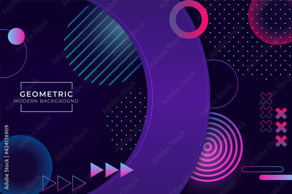 Abstract Geometric Shape Modern Background Dark Blue with Glow Effect