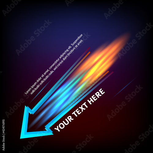 Abstract modern logo template with down arrow rocket. Flying, rushing activity. Vector illustration EPS 10. Design elements for your business presentations, advertising brochure, discount card, sale