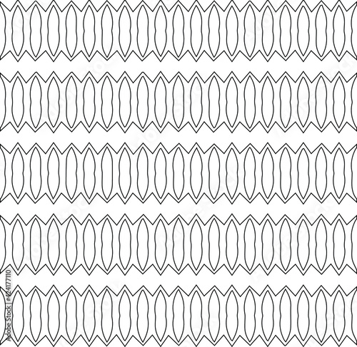 Geometric vector pattern with triangular elements. Seamless abstract ornament for wallpapers and backgrounds. Black and white colors.
