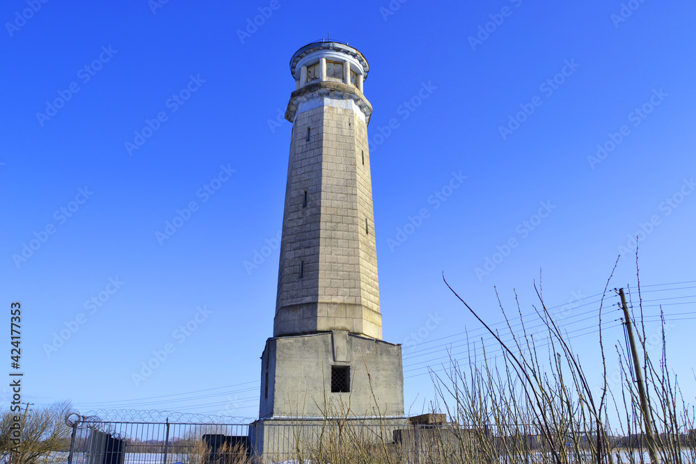 Big Volzhsky lighthouse on the river. Dubna city, Moscow region, Russia Big Volzhsky lighthouse on the river. Dubna city, Moscow region, Russia