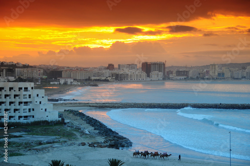 North Africa, Morocco: the port and the skyline of Tangier, Moroccan city on the Maghreb coast at the western entrance to the Strait of Gibraltar
