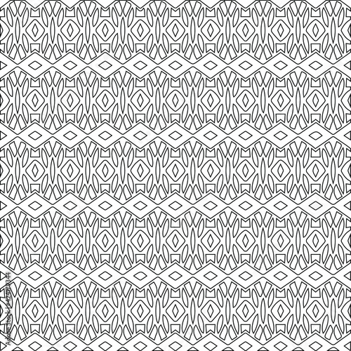 Geometric vector pattern with triangular elements. Seamless abstract ornament for wallpapers and backgrounds. Black and white colors.
