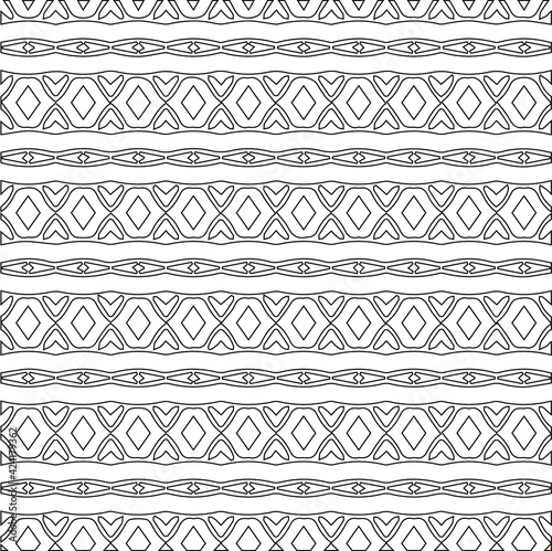 Geometric vector pattern with triangular elements. Seamless abstract ornament for wallpapers and backgrounds. Black and white colors.
