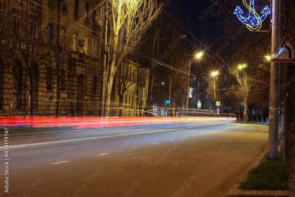 night road of city streets.