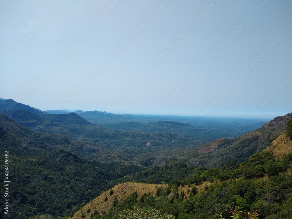 beautiful mountain and valley in Western ghats, Ponmudi Hill Station Thiruvananthapuram Kerala, landscape view