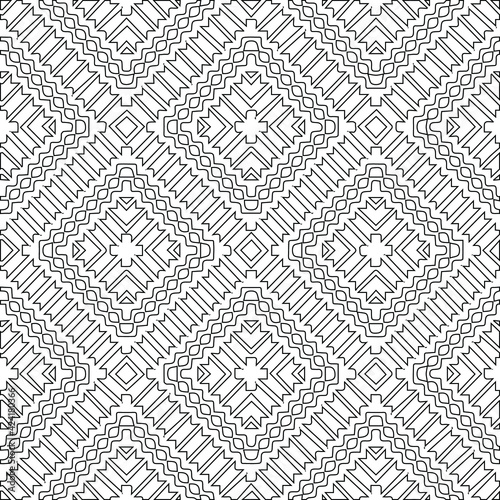 Geometric vector pattern with triangular elements. Seamless abstract ornament for wallpapers and backgrounds. Black and white colors.
