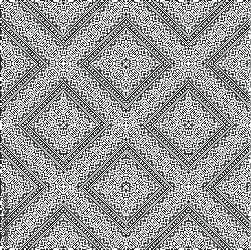 Geometric vector pattern with triangular elements. Seamless abstract ornament for wallpapers and backgrounds. Black and white colors.
