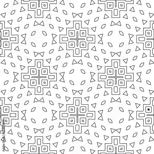 Geometric vector pattern with triangular elements. Seamless abstract ornament for wallpapers and backgrounds. Black and white colors.
