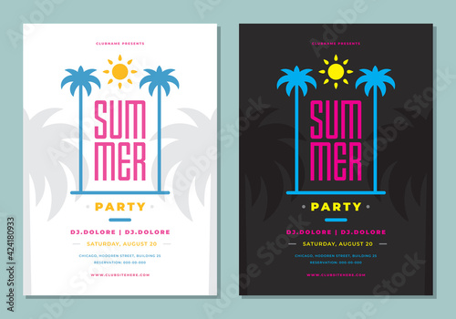 Summer party poster or flyer design template modern clean style.