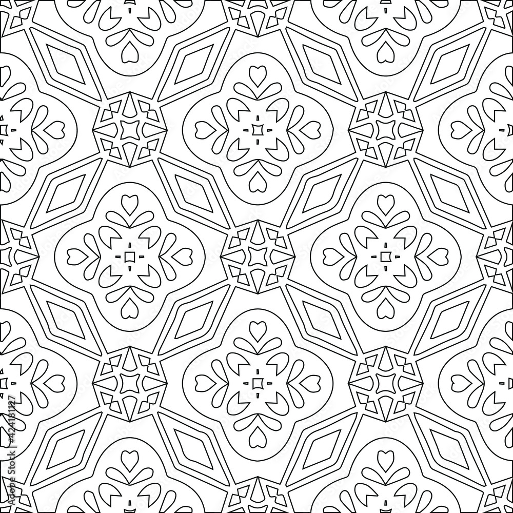 Fototapeta premium Geometric vector pattern with triangular elements. Seamless abstract ornament for wallpapers and backgrounds. Black and white colors. 