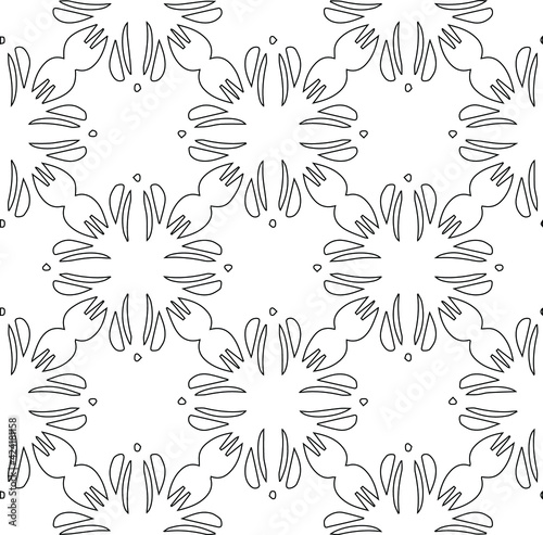 Geometric vector pattern with triangular elements. Seamless abstract ornament for wallpapers and backgrounds. Black and white colors.
