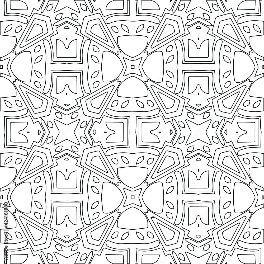 Geometric vector pattern with triangular elements. Seamless abstract ornament for wallpapers and backgrounds. Black and white colors.
Geometric vector pattern with triangular elements. Seamless abstract ornament for wallpapers and backgrounds. Black and white colors.