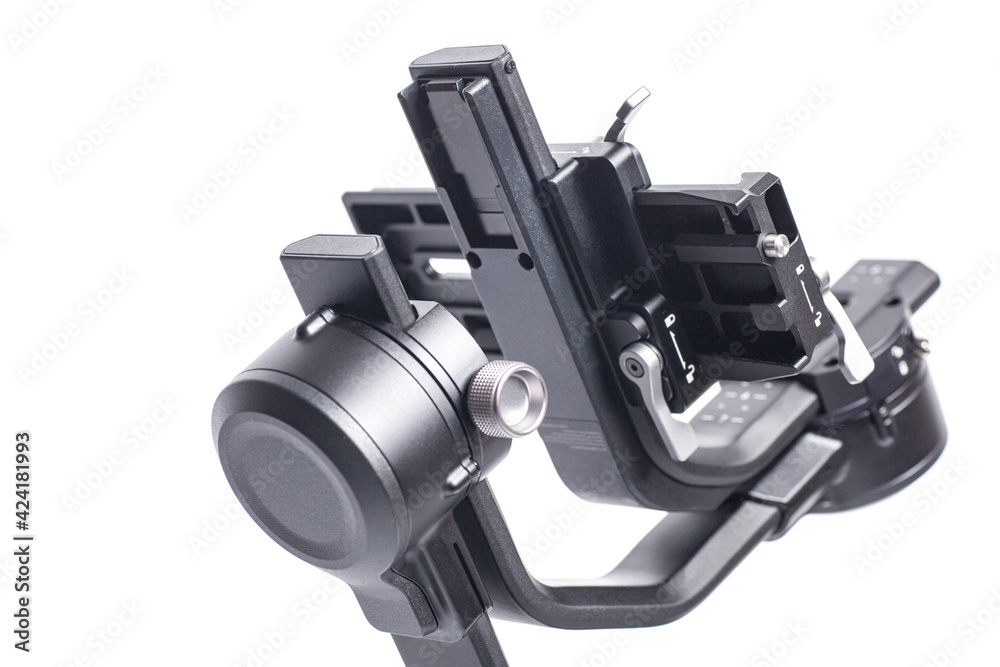 Professional Gimbal stabilizer 3-Axis for camera isolated on white background. Professional Gimbal stabilizer 3-Axis for camera isolated on white background.