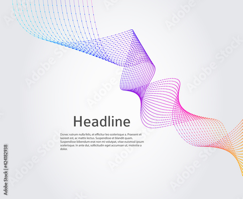 Design elements. Wave of many gray lines dots. Abstract wavy stripes on white background. Creative line dotted art. Vector illustration EPS10. Colourful shiny waves with lines created using Blend Tool
