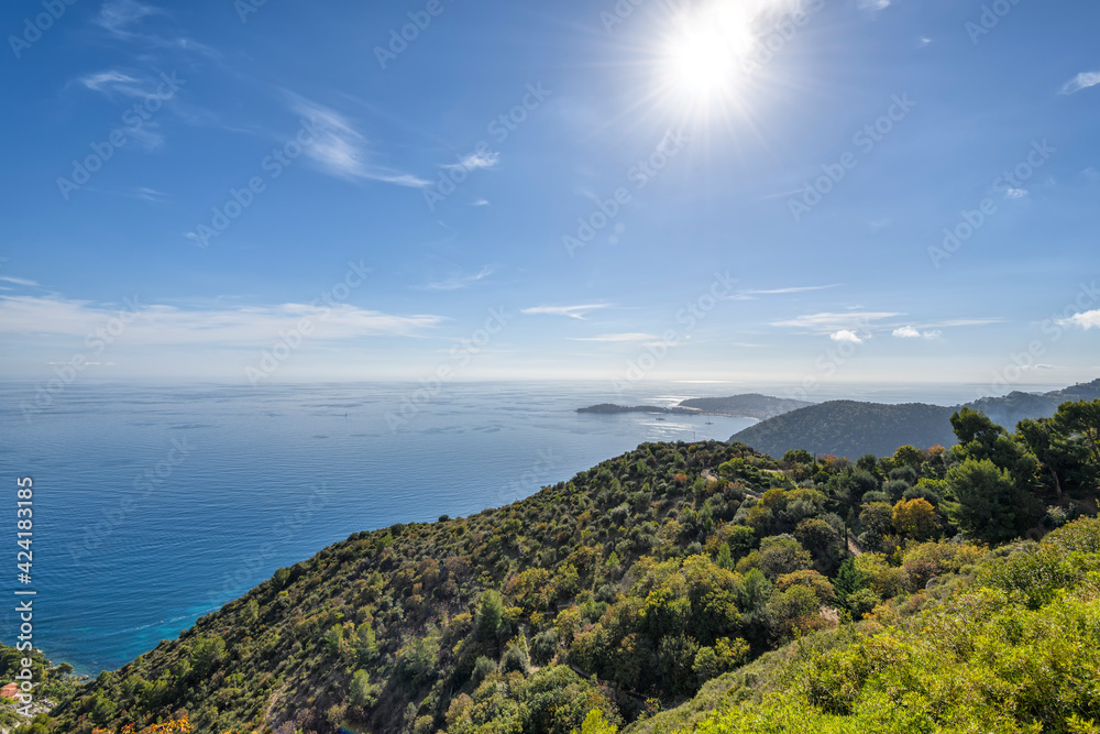 View of the sea from the top of the hill, French Riviera view
