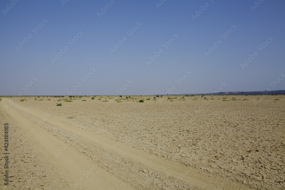 Piste dans le désert du Danakil au nord de l'Ethiopie