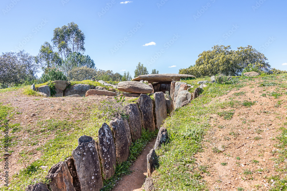 El Pozuelo megalithic dolmen complex in Huelva, Andalucia, Spain. Dolmen number 5