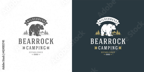 Bear logo emblem vector illustration silhouette for shirt or print stamp