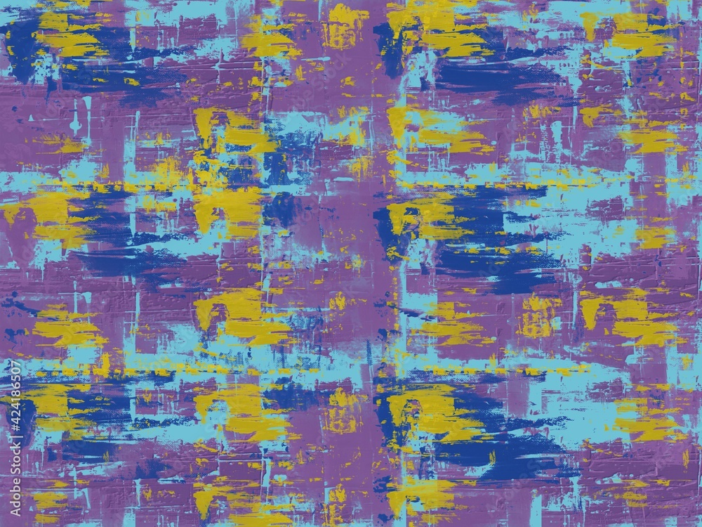 Fototapeta premium Brushstrokes colorful texture acrylic paint on canvas. picture for artwork design. Modern contemporary art. Abstract art background hand drawn acrylic painting. DIGITAL ART ILLUSTRATION