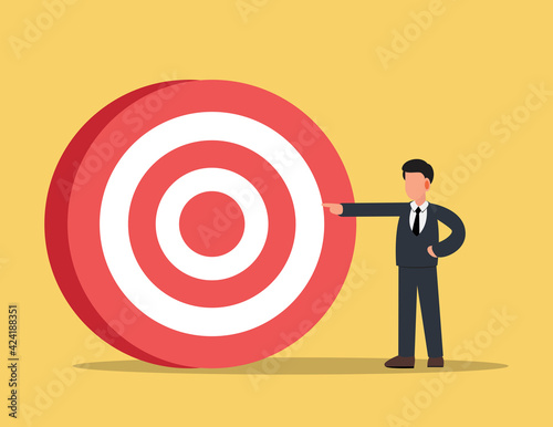 Businessman pointing at target vision.target direction of successful business strategy concept.