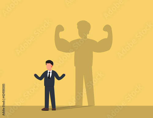 Business man with a shadow career strength. Concept business success, Strong, Successful.