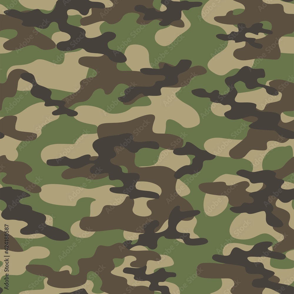 Fototapeta premium camouflage green texture with black spots seamless pattern. Vector trendy design.