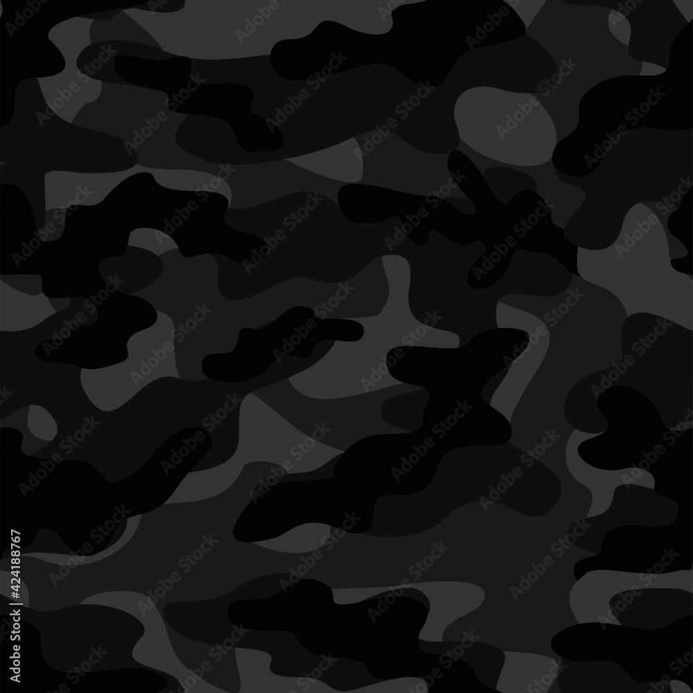 grey Camouflage seamless pattern texture. Abstract modern vector military  camo backgound. Fabric textile print template. Vector illustration. Stock  Vector