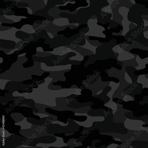 Texture military dark camouflage repeat print. Seamless army pattern. Modern