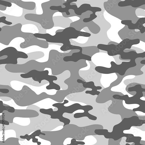 grey Texture military camouflage repeat print. Seamless army pattern. Modern