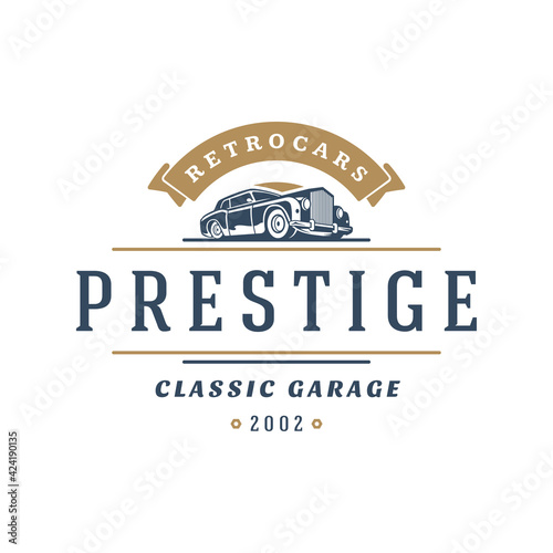 Classic car logo template vector design element vintage style
