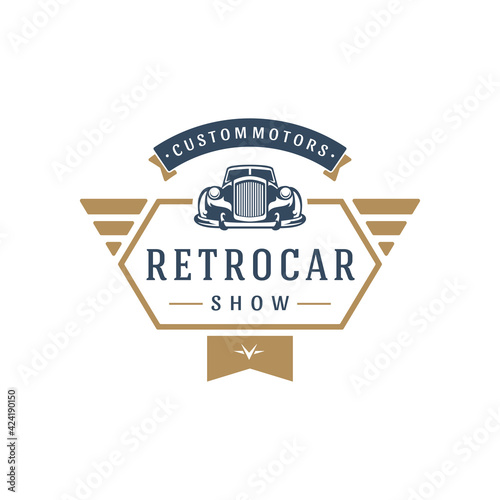 Classic car logo template vector design element vintage style