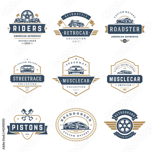 Car logos templates vector design elements set