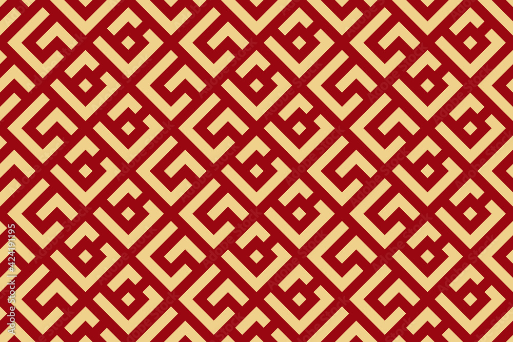 Abstract geometric pattern. A seamless vector background. Gold and red ornament. Graphic modern pattern. Simple lattice graphic design