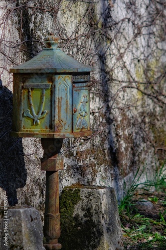 A vintage ornated  letterbox in a small village in France