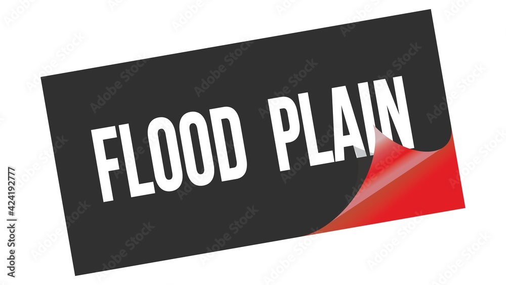 FLOOD PLAIN text on black red sticker stamp. FLOOD PLAIN text on black red sticker stamp.