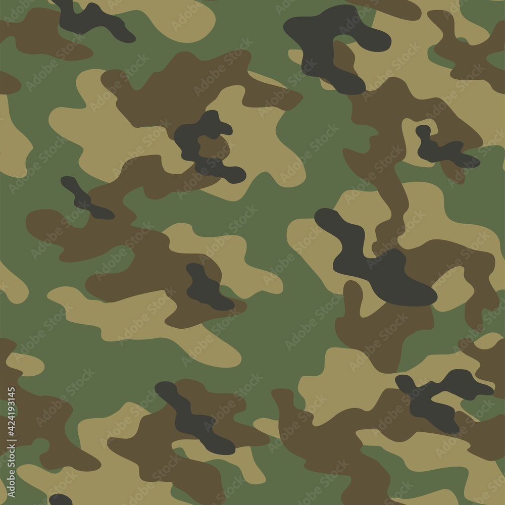 Fototapeta premium green Military camo seamless pattern. Forest background on textile. Stylish new design. Ornament. Vector