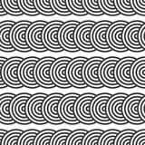 Seamless pattern. Overlapping circles. Geometric ornament. Repeating round shapes. Vector monochrome background.