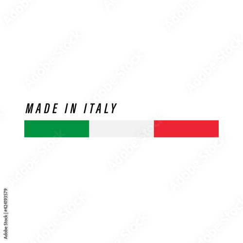 Made in Italy, badge or label with flag isolated
